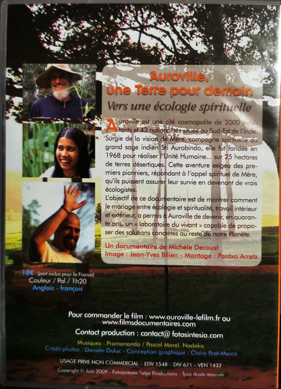 Auroville, une Terre pour demain – verso